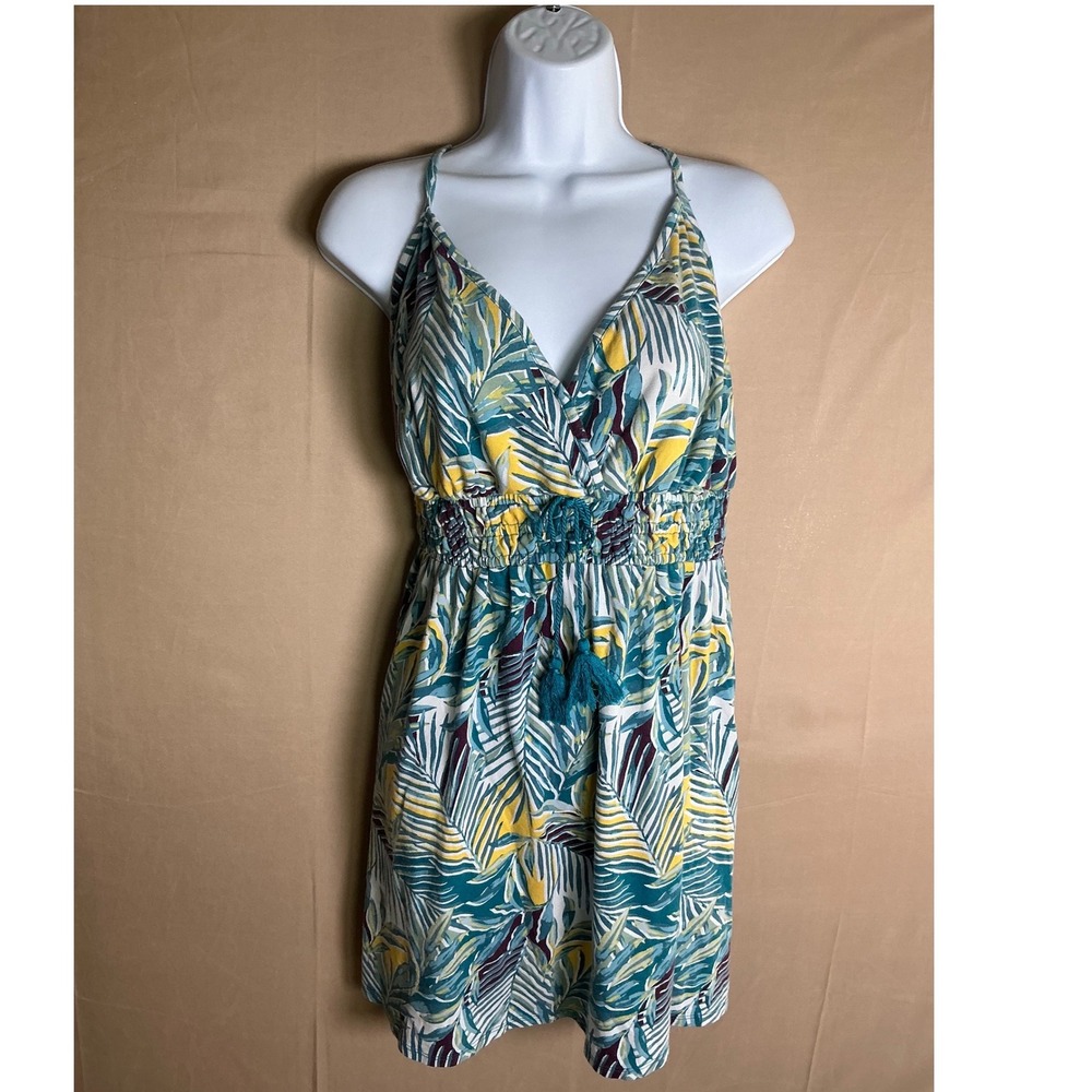 Cacique Sleep Womens Plus 18/20 Tropical Palm Leaf Print Chemise Nightgown Teal